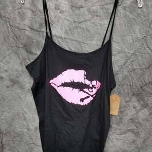 Skull lips spaghetti strap tank